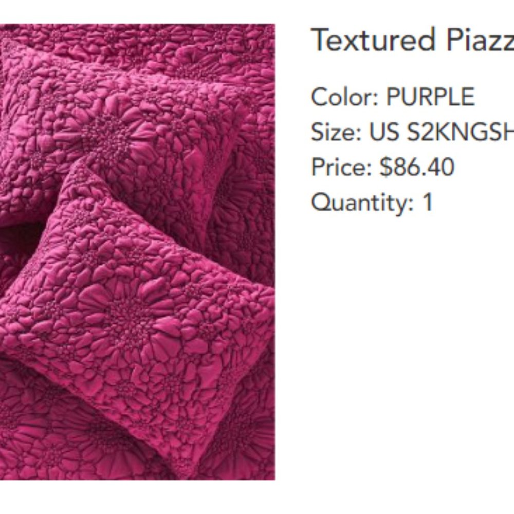 BRAND NEW Anthropologie Purple Quilted King Shams